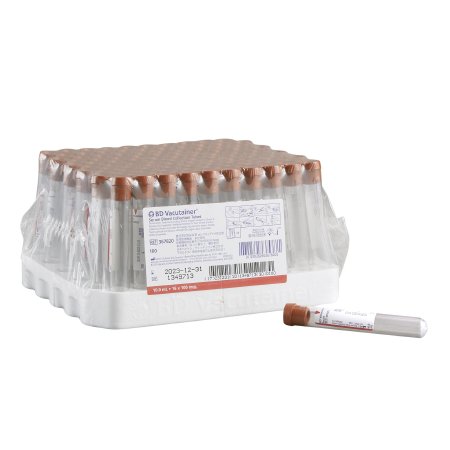 Tube BD Vacutainer® Plus Venous Blood Collection Tube Serum Tube Clot Activator Additive 16 X 100 mm 10 mL Red Conventional Closure Plastic Tube (100/BX 10BX/CS) by BD  ID 367820